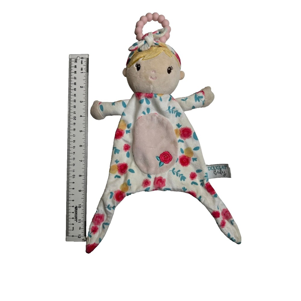 Douglas Floral Baby Security Blanket Teether Toy Roses Blonde Baby Lovey - Picture 3 of 4
